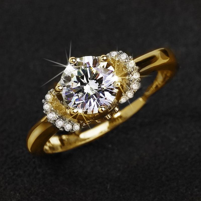 

Wedding Rings Classic Round Crystal Zircon Ring For Women Engagement Party Female Jewelry Hand Accessories Valentine Her