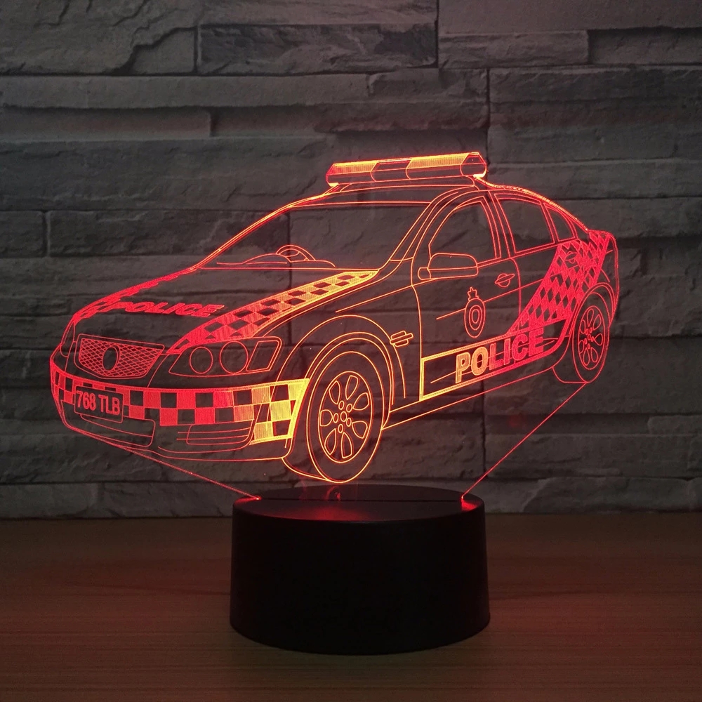 

3D Police Night Light Visual Led Home Decor Gradients Modelling Desk Lamp For Kid Touch Button Car Baby Sleep Usb Lighting Gifts