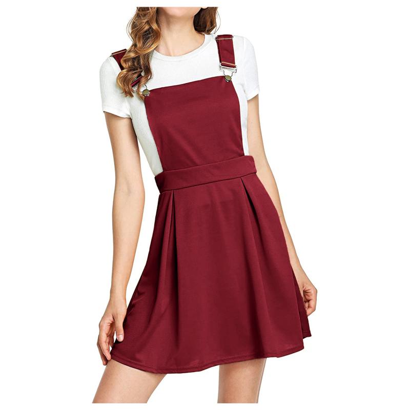 

Casual Dresses Women Strap Dress For Housewife Girls Vintage Streetwear Belted Pinafore, Yellow