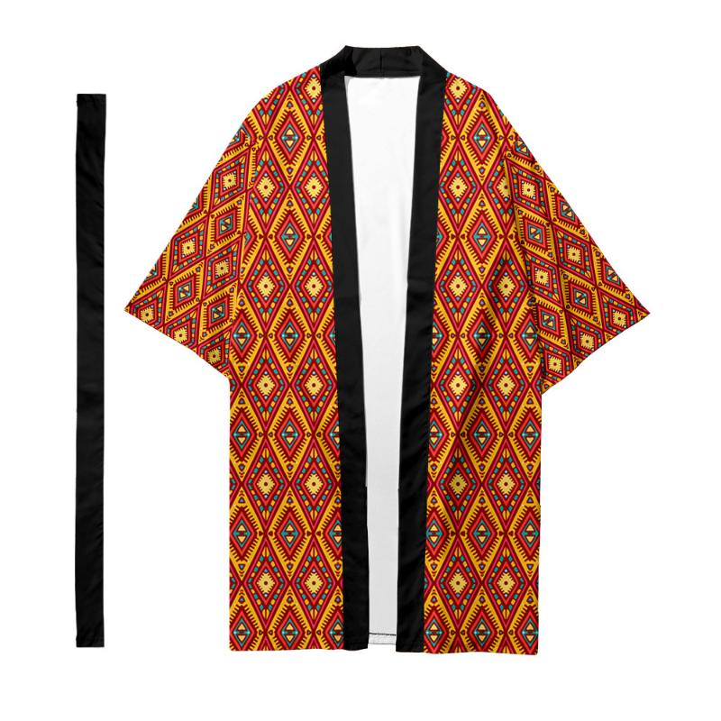 

Ethnic Clothing Men's Japanese Long Kimono Cardigan Samurai National Traditional Pattern Shirt Yukata Jacket