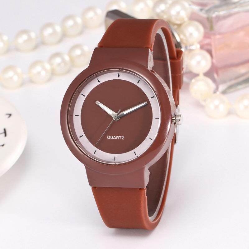 

Wristwatches Woman Fashion Watch Casual Silicone Strap Analog Quartz Round Without Digital Simple Elegant Clock Reloj 2021, Coffee