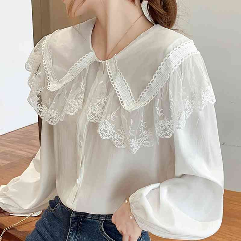 

Autumn Long Sleeve Chiffon Blouse Shirt Blouse Women Blusas Mujer De Moda Tops Women White Blouse Women Blouses Blusa D595 210602