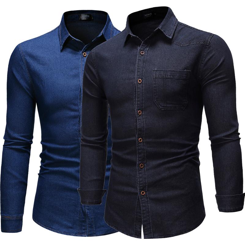 

Men's Jackets Jacket Men 2021 High Quality Solid-color Lapel Single-breasted Slim Long-sleeved Denim, Black