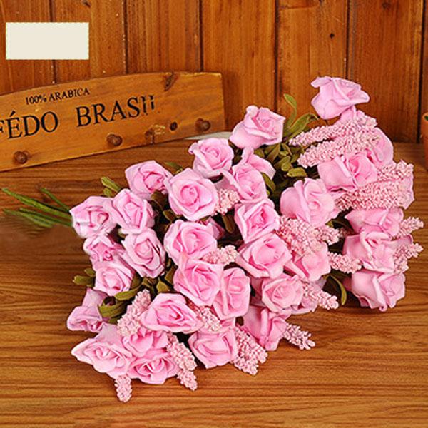 

Decorative Flowers & Wreaths Roses 6 Colors Lavender Rose Mixed Heads Bouquet Artificial Flower For Home Office Wedding Decor, Pink