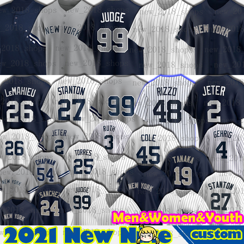

48 Anthony Rizzo Jersey Baseball Aaron Judge Derek Jeter Babe Ruth DJ LeMahieu York Mantle New Gary Sanchez Giancarlo Stanton Gleyber Torres Gerrit Cole Men, Custom cool base men jersey