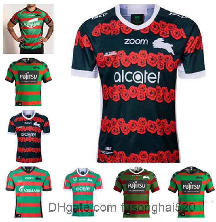 

20-21 Athletic Wear South Sydney Rabbitohs Home ANZAC Jersey 20-20 NRL League jerseys Australia maillot de rugby shirtS-5XL, Black