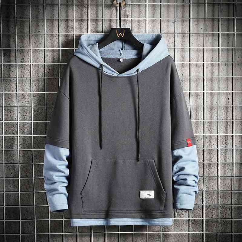 Hommes Hoodies Patchwork Outwear Harajuku Hoodie Hommes Mode Vêtements Automne Hommes Pull Tops High Street Casual Wear 211217