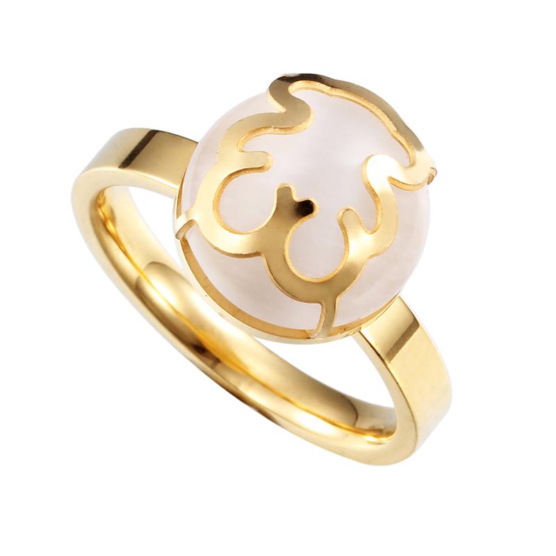 Cluster Rings Bear Gold Cute Cartoon Hollow Rhinestone Ring Pearl Multicolor Optional Size 6 To 9 Luxury Stainless Steel-image-730758246