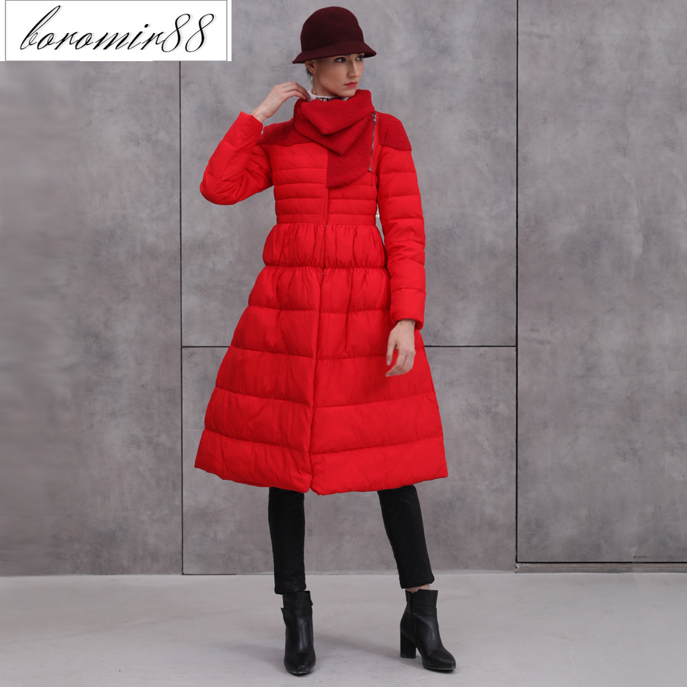 

EVA freedom women' coat Princess celebrity temperament sheep cake down large lapel fashion jacket women 80986, Red