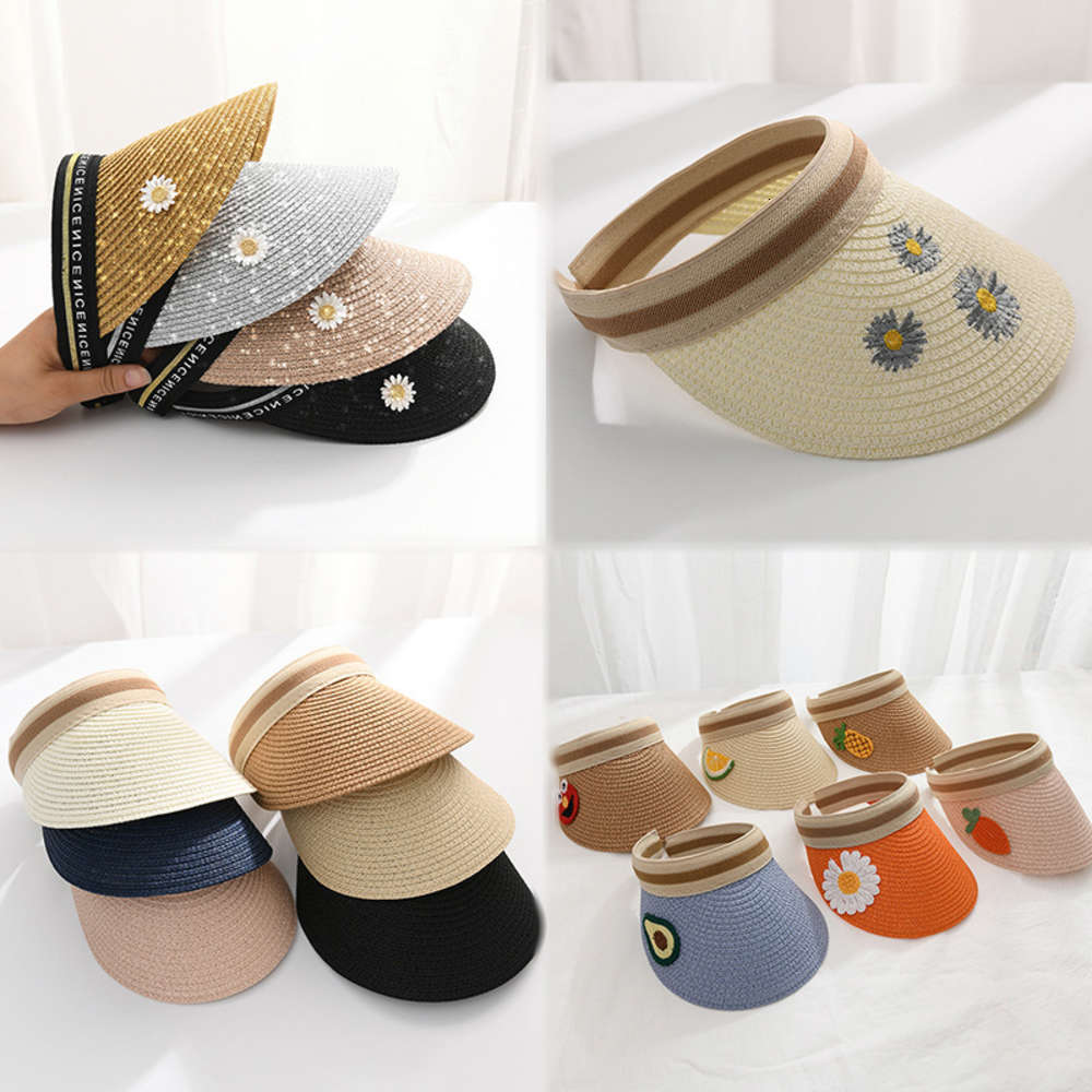 

Parent child headless straw adult female sunscreen sun duck tongue children hat, Yellow