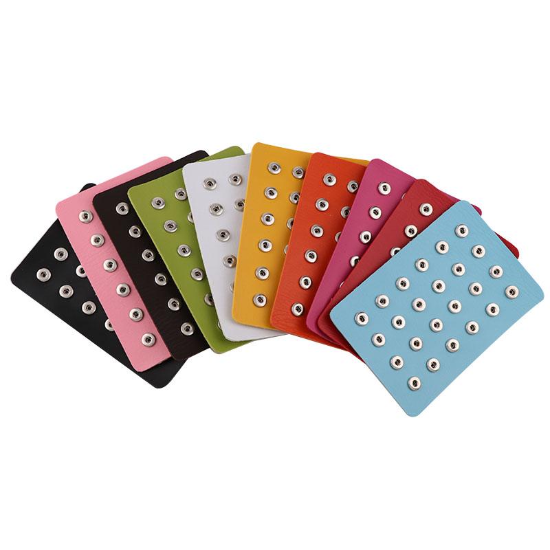 Charm Bracelets 12mm 24pieces Snap Button Jewelry Display 10 Colors PU Leather For DIY Portable Holder-image-706392884