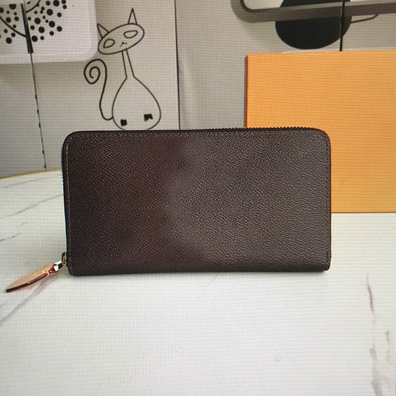

Fashion ZIPPY zipper wallet Woman Classic big flower Leather Card slot Clutch Bags Coin long Purse Man luxurys designers Bag With orange box, Brown-big flower