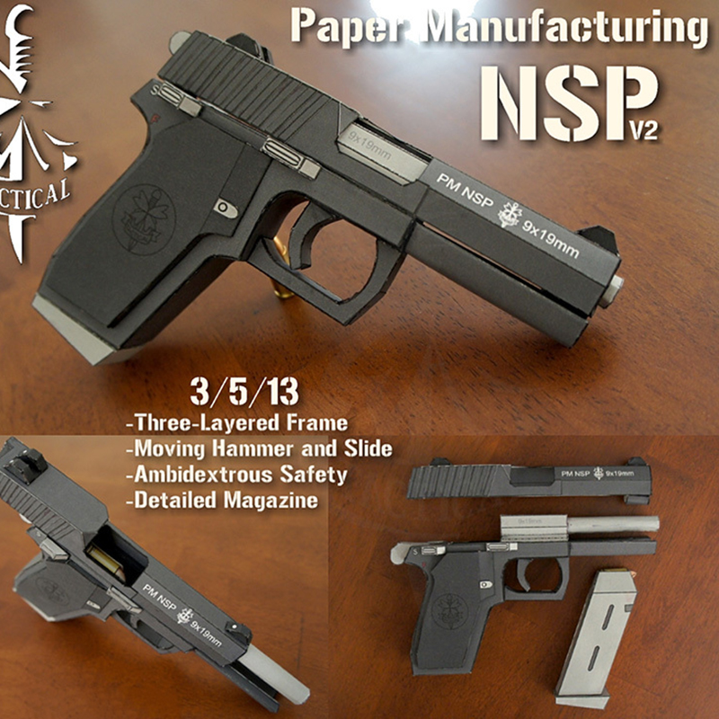 

NSP Pistol Toy Gun Fine Structure Model Scale 1: 1 DIY Handmade Paper Craft Casual Puzzle Decoration For Kids Adults Gifts