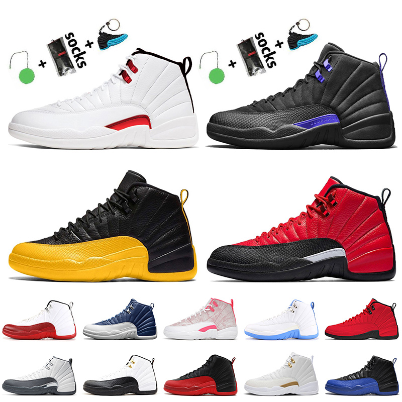 

With Box 2021 Jumpman 12 Mens Basketball Shoes 12s Twist Dark Concord University Gold Reverse Flu Game Arctic Punch Pink Women Sneakers Trainers, #17 dark grey 40-47
