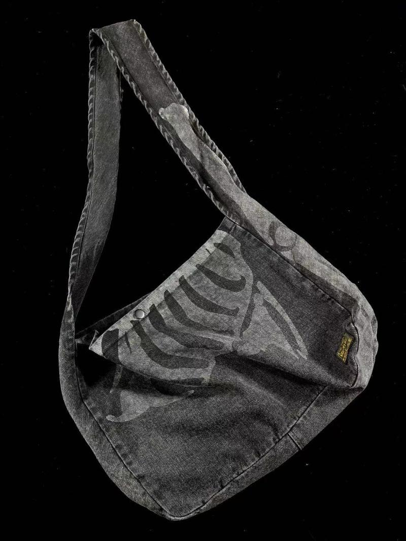 

Backpacks 2021 Men Women High Quality Vintage Rib Lines KAPITAL Bags Denim Canvas Bag Backpack, Black