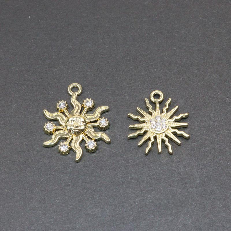 

Charms Wholesell 6pcs 20mm Sun Rhingstone Pendant For Girl Women Earrings Necklace DIY Handmake Fashion Jewelry 3 Colors, Bronze;silver