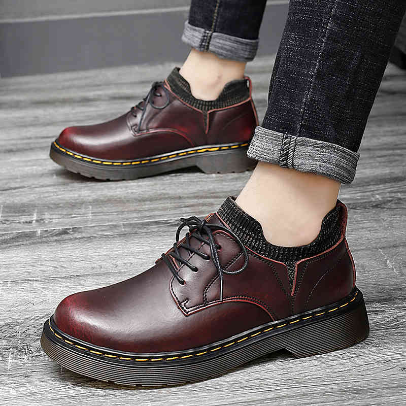 Dress Shoes New Mens Genuine Leather Casual British Style Brand Formal Fashion Flats Men Footwear High Quality Shoe Oxford QJM8