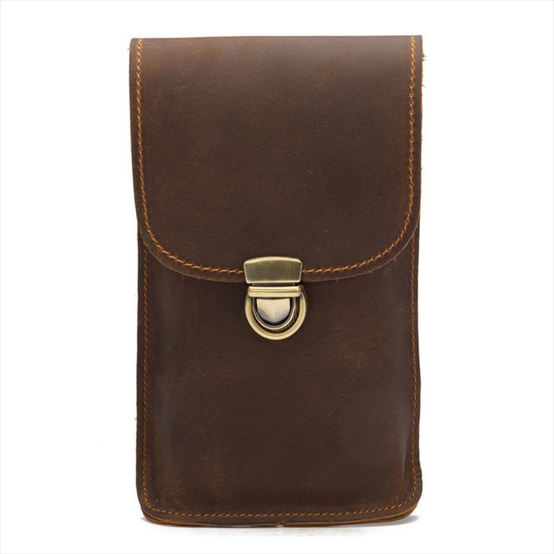 

genuine leather mens waist bags pack style male fanny phone money card purse men hook belt bag vintage heuptas