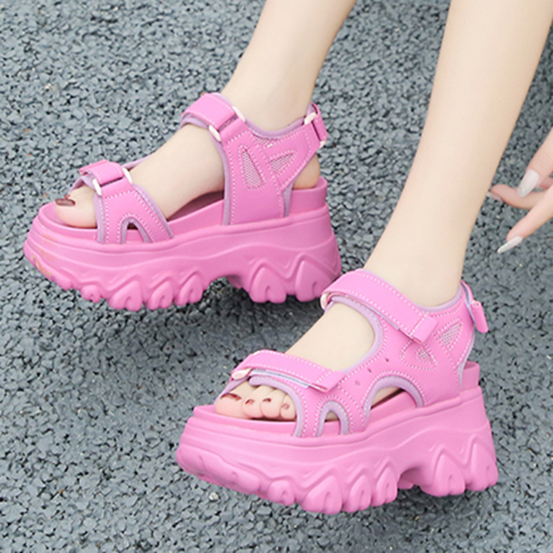 

Rimocy Summer Women's Chunky Platform Sandals 2021 Hook and Loop Thick Bottom Sandal Female Solid Color Walk Sports Shoes Woman, Green