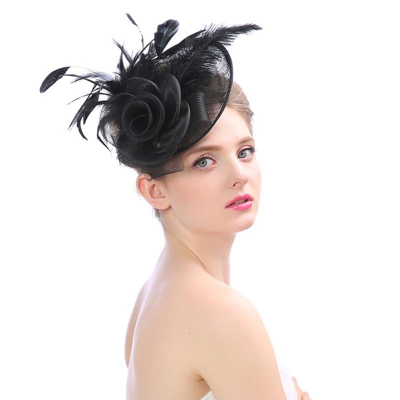 

Headpieces 2021 Arrival Banquet Net Feather Hats Bridal Flower Feathers Fascinator Wedding Bride