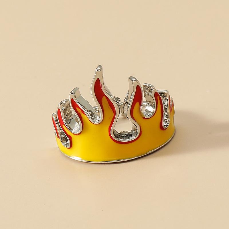 

Wedding Rings Hip Hop Punk Flame Creative Enamel Ring Vintage Gothic Adjustable Open For Women Men Fashion Jewelry Anillos Mujer