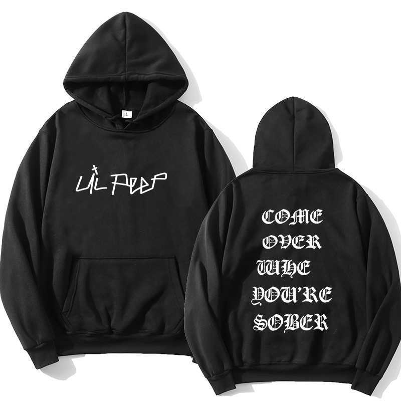 

Lil Peep Come Over When You're Sober Tour Concert Vtg Reprint Hoodies Cool Men Hip hop Streetwear Fleece Sweatshirt X0601, Black2
