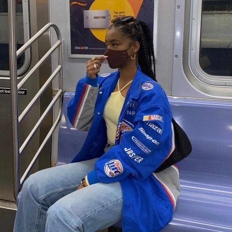 

Women' Jackets Fashion Coat Women Print Couple Bomber Unisex Racer Long Jacket Varsity Streetwear Colorblock Lapel Woman Clothes