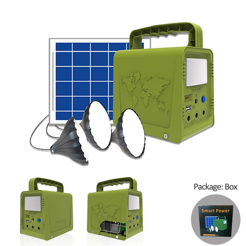 

Solar Lamps Panel Power Storage Generator 5V USB Charger 3 LED Bulbs Portable Rechargeable Home Generators System