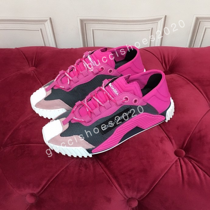 

2021 designer shoes White Leather Calfskin Sneakers Top Technical Knit Women Platform Blue Grey shoe, 06