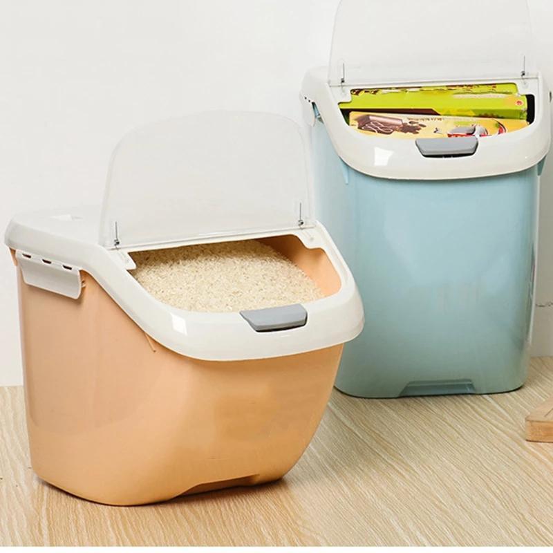 

Storage Bottles & Jars Lazy Life Plastic 6/10/15Kg Rice Grain Box Automatic Flip Sealed Moisture-proof Container Mildew Anti-Oxidation