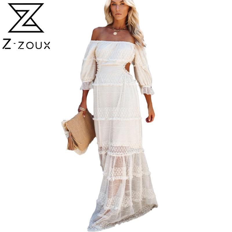 

Women Dress Slash Neck Off Shoulder Backless Sexy es Hollow Out Wrapp Breast Elastic Maxi Summer Beach es 210524, White