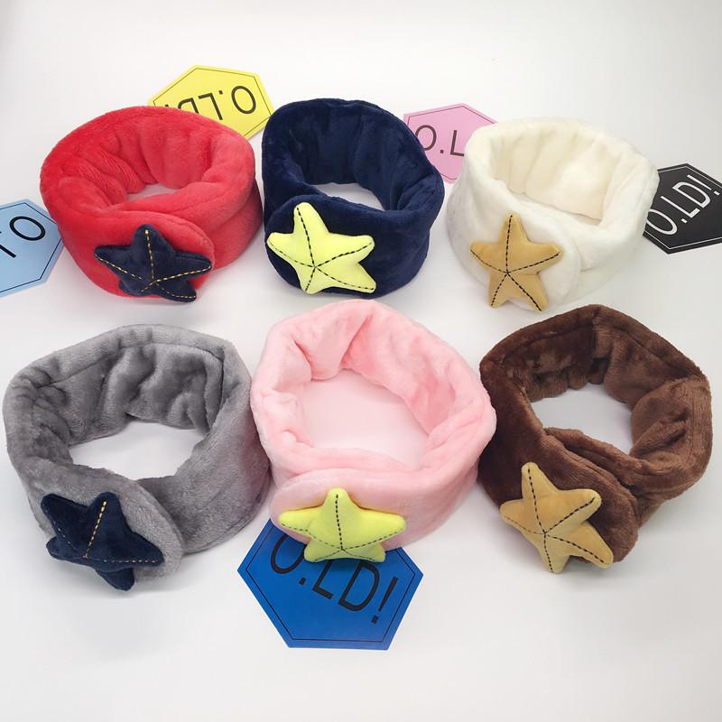 

Scarves & Wraps 2021 Winter Warm Children Scarf Cute Cartoon Star Neck Wrap Fashion Soft Collar Girls Boys Baby Plush, Star beige
