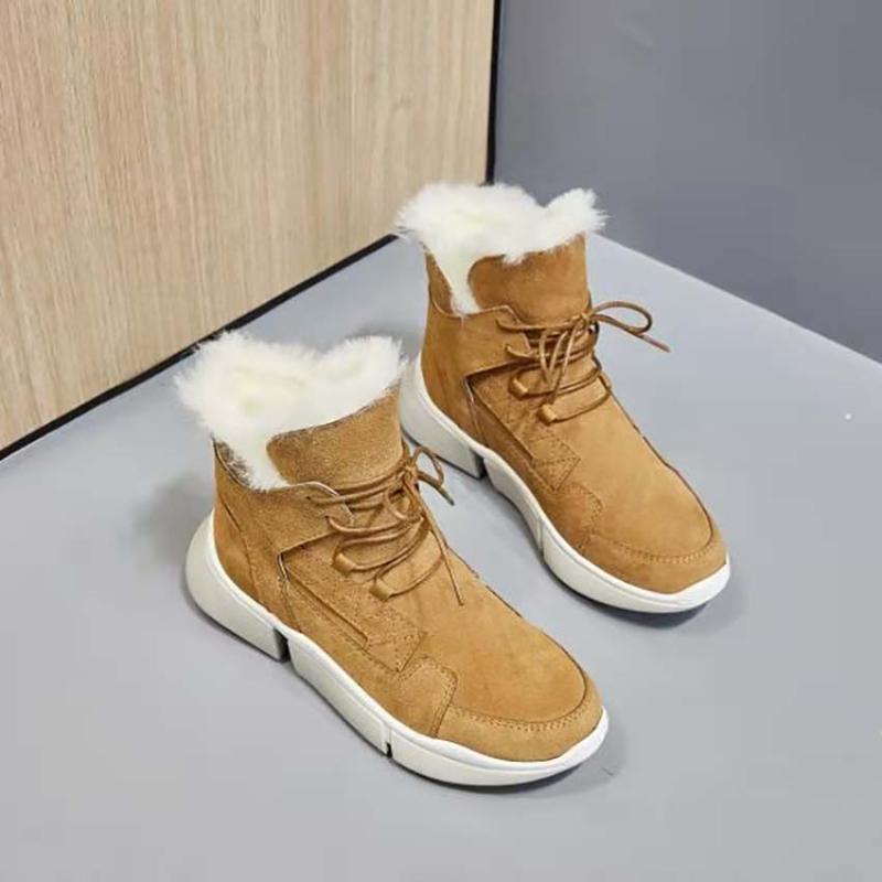 

Boots Women Winter Snow Lace Up Ladies Fashion Shoes Suede Leather Casual Platform For Woman Warm Wool Genuine Fur, Black