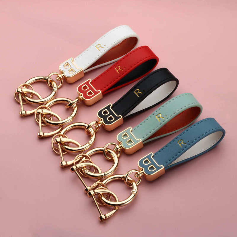 

New Fashion Luxury Ins Style Keychain Multicolor Leather Keyrings Car Key Chain for Lovers Gift
