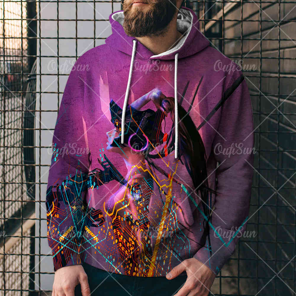 

2021 fashion spring and autumn new trend men's 3d sweater punk style loose sports hoodiep68t, Black