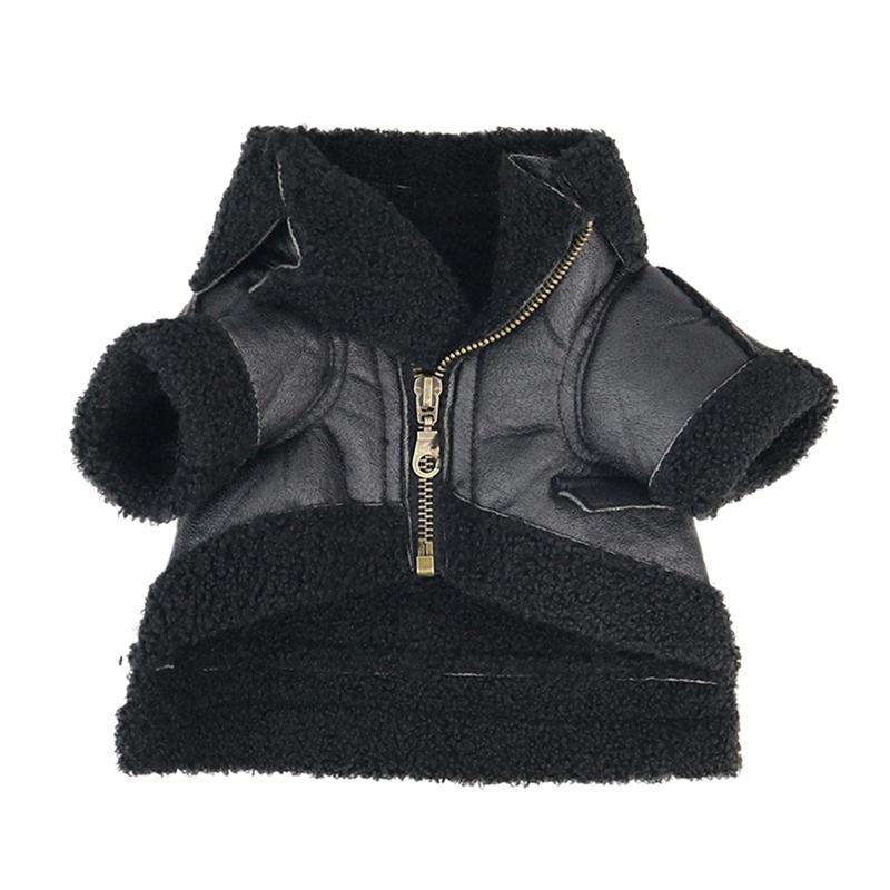 

Dog Apparel Pet Warm Accessories Autumn Winter Fashion Clothing Leather Velvet Outfits Dogs Thickened Coat With Zipper