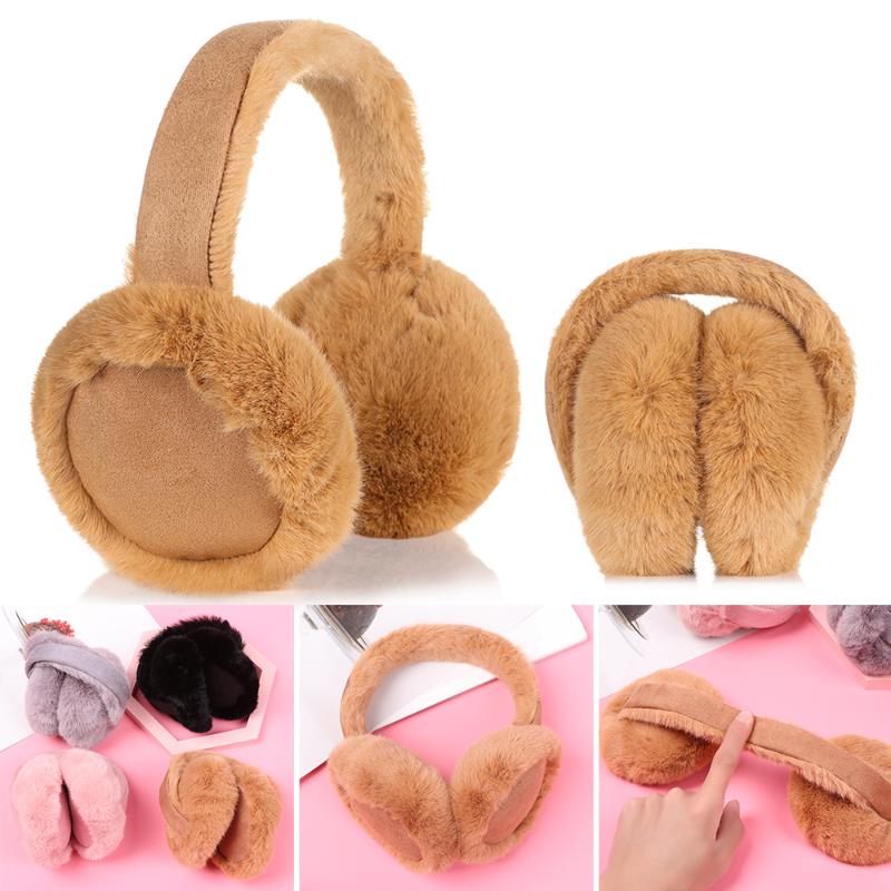 

Berets 1 PC Winter Warm Fluffy Earmuffs Soft Plush Protectors Motor Cycling Outdoor Keep Ear Headbands Solid Color, Black