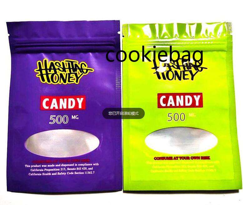 

2021r HASHTAG HONEY 500mg Lol Edibles Candy Mylar Bag With Window Smell Proof Gummies mylar 59
