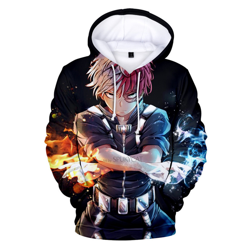 

My Cosplay Todoroki Anime Hoodi Himiko Toga Sweatshirts Boku No Hero Academia Izuku Midoriya Unisex Cloth, Black