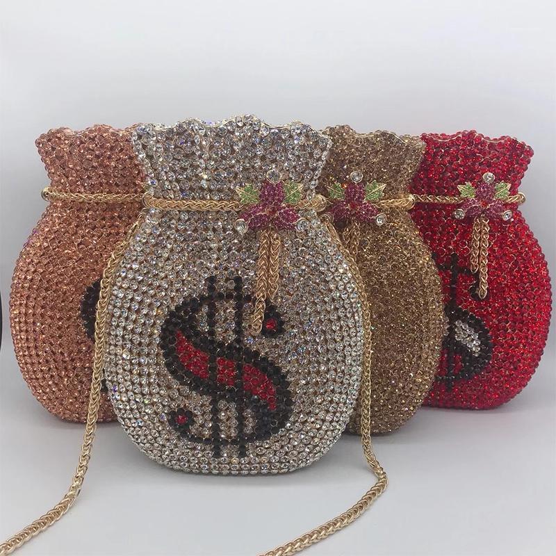 

Gold/Red/Blue8 Colors $USD Money Clutch Rhinestone Evening Purse Women Long Chain Crossbody Handbags Female Party Purse1, Sky blue
