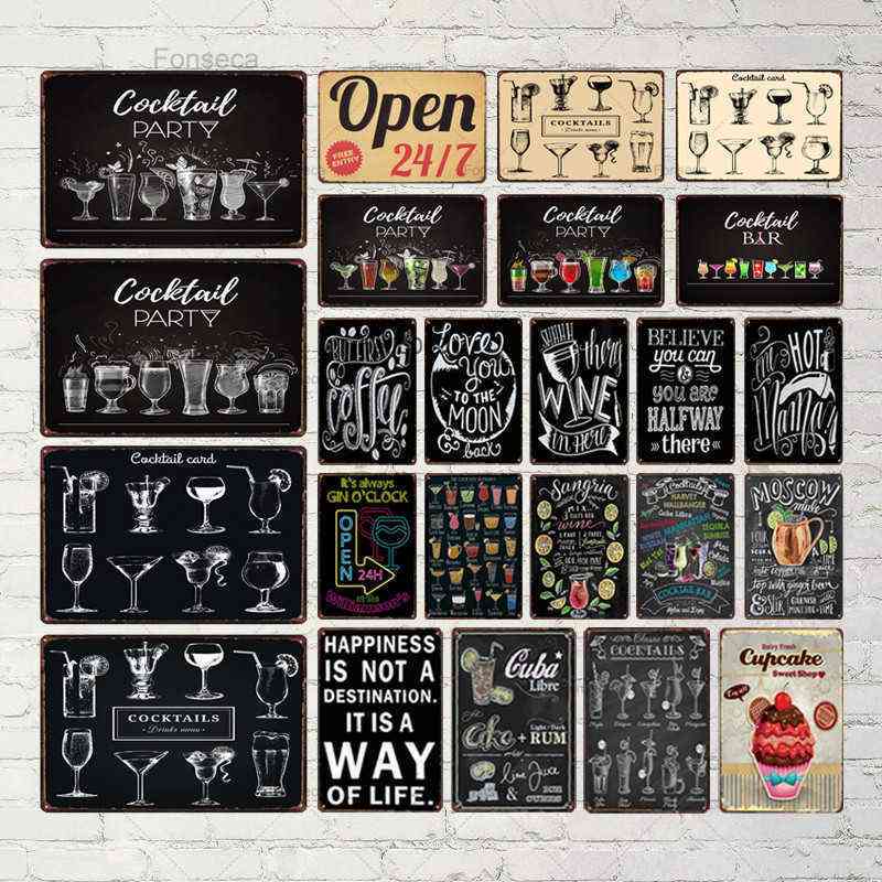

Chalkboard Art Metal Sign Shabby Chic Cocktail Party Tin Wall Music Bar kitchen Shop Restaurant Decoration 30X20CMa