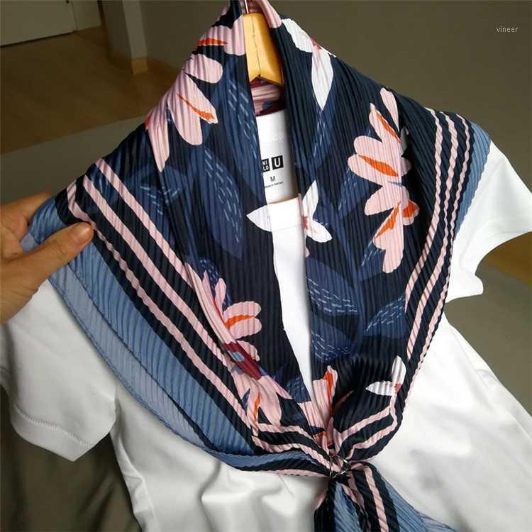 

Scarves SELLING Miyake Pleated Water Wave Twill Hypotenuse Diamond Print Scarf IN STOCK, Blue;gray