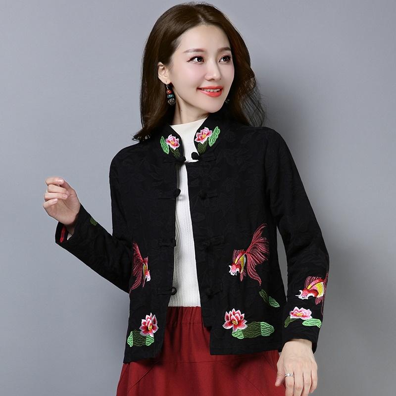

Chinese Style Clothing Women Cheongsam Top Mandarin Collar Womens Tops And Blouses Embroidery Oriental Tang Suit Jacket Ethnic