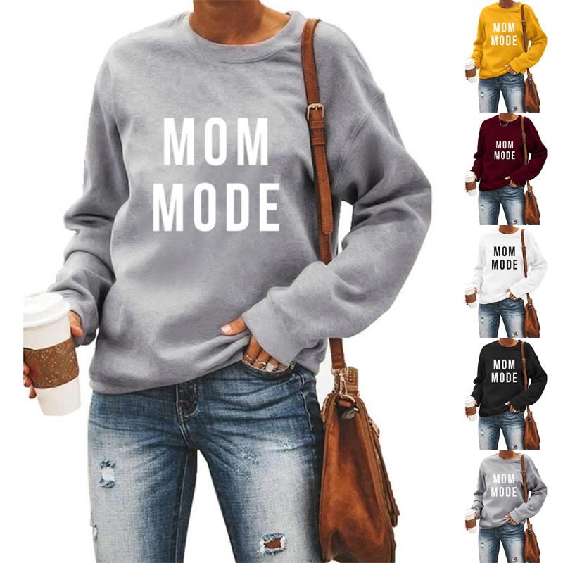 

Women's Hoodies & Sweatshirts Women Long Sleeve Crew Neck Sweatshirt Casual Baggy Shirt Pullover Blouse Jumper Ladies Tops Printed Clothes, Black