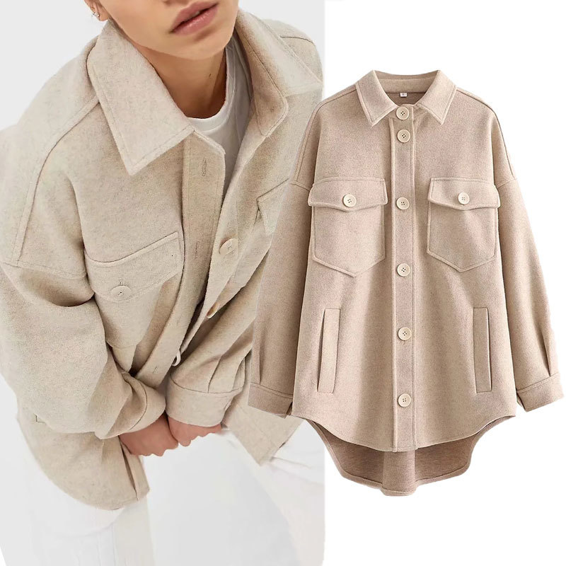 

women's jackets za women's baggy jacket, elegant parka coat, autumn fashion , solid color, chic blouse with pockets 8nac, Black;brown