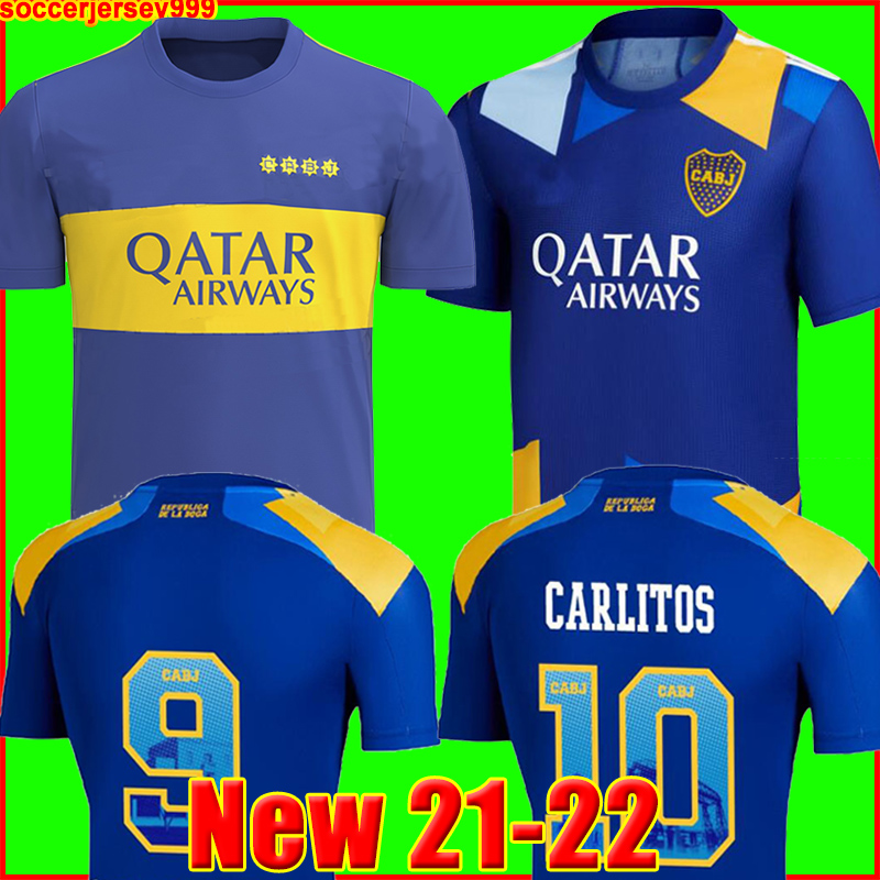 

Boca Juniors soccer jersey 2021 2022 CARLITOS MARADONA TEVEZ DE ROSSI 21 22 sports football shirt men + kids kit sets uniforms home third 3rd, Away