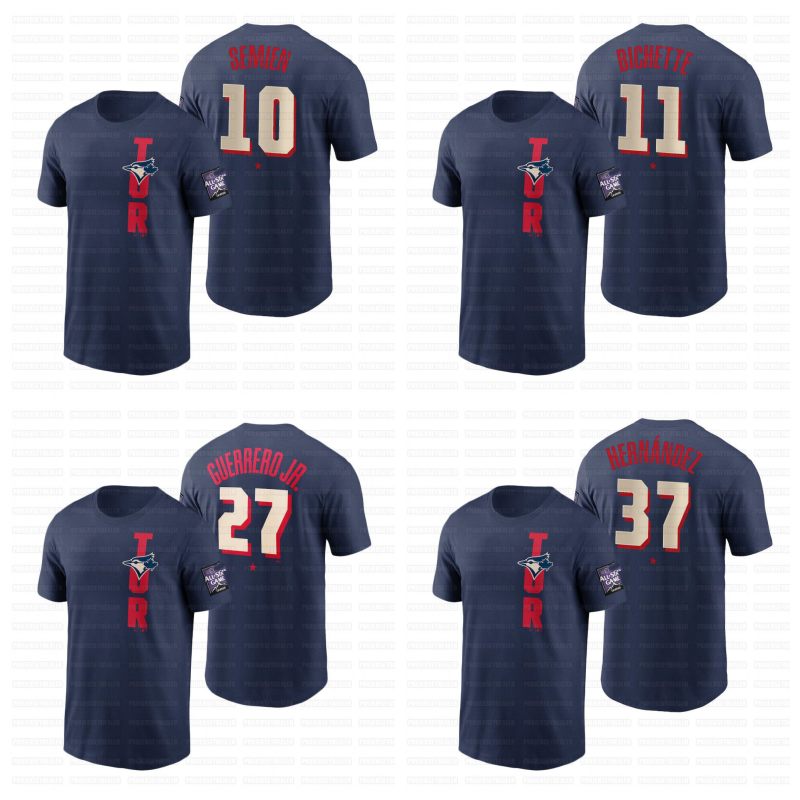 

Toronto Bo Bichette 2021 All-Star Game T-Shirt Jersey George Springer Vladimir Guerrero Jr. Cavan Biggio Hyun-Jin Ryu Marcus Semien Teoscar Hernandez Yamaguchi, Navy womens s-2xl