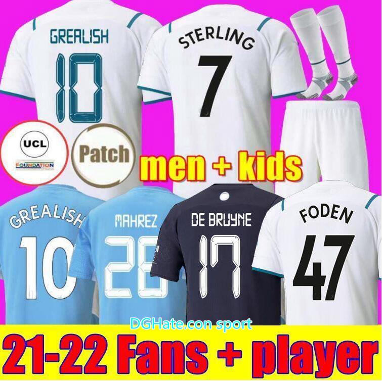 

FANS Player 21 22 GREALISH soccer jersey STERLING mANchesTEr FERRAN MAHREZ DE BRUYNE foden 2021 football shirts MAN men + kids sets socks RÚBEN CITY kits G.JESUS 9, 3rd adult ucl