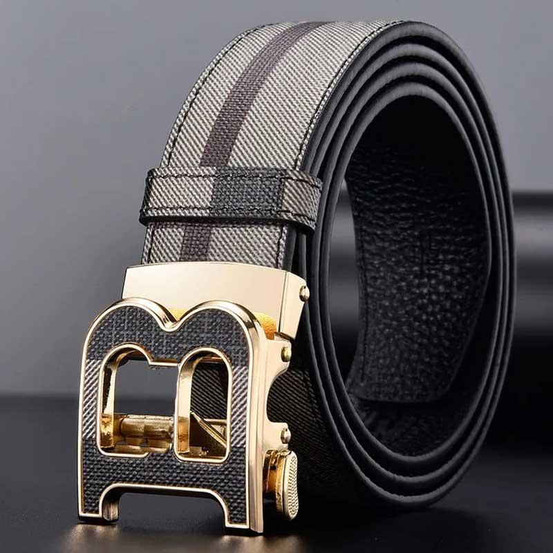 

Belts Men's And Women's B Trousers Belt Head Layer Cowhide Embossed Casual Business All-Match Genuine Leather Luxury, Black