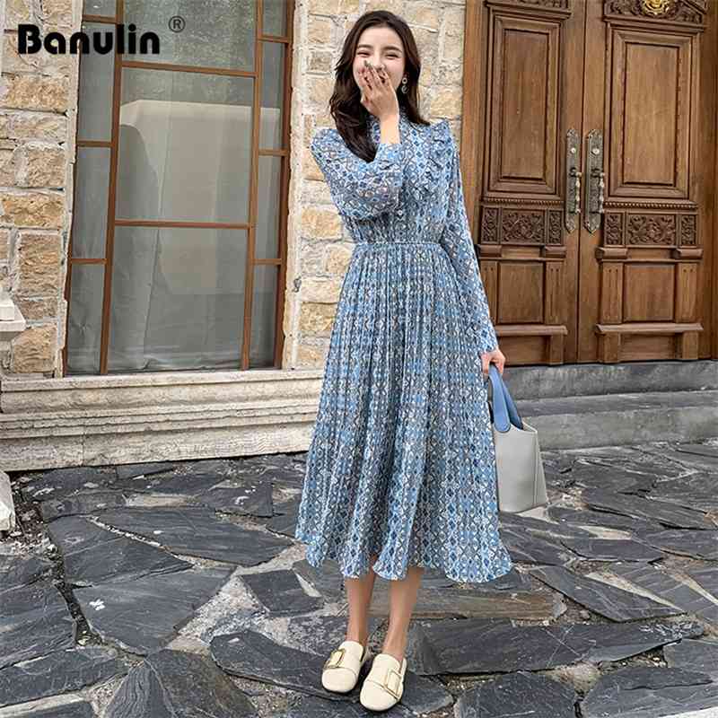 

Mori Girl Spring Summer Women Long Dress Floral Print Casual Vintage Lady Midi Elegant Kawaii Chiffon Chic Cute 210603, Pink